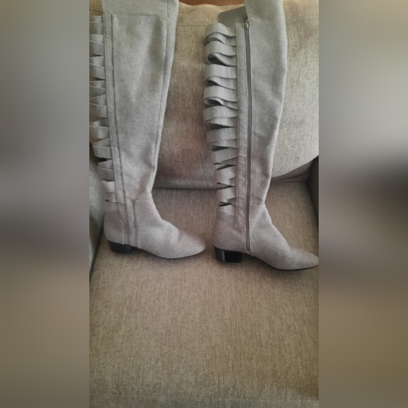 Nine west knee high gray zip up boots size 7.5 - Picture 1 of 6